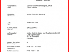 西斯特科氏質(zhì)量流量計(jì)通過(guò)德國(guó)PTB檢定認(rèn)證