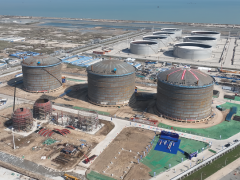 天辰公司總承包的山東中燃寶港液化烴庫區(qū)項目三臺低溫罐氣頂升圓滿成功